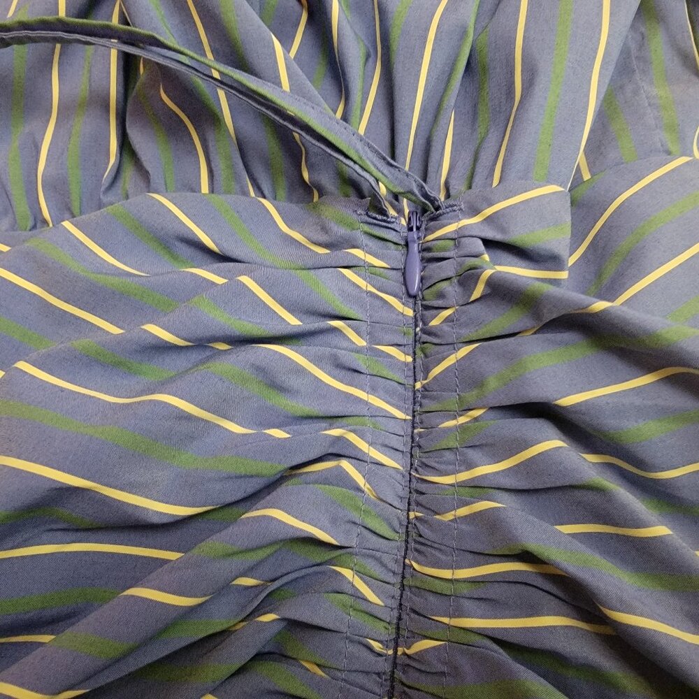 VERONICA BEARD Teagan Ruched Striped Poplin Midi Dress - Picture 12 of 16